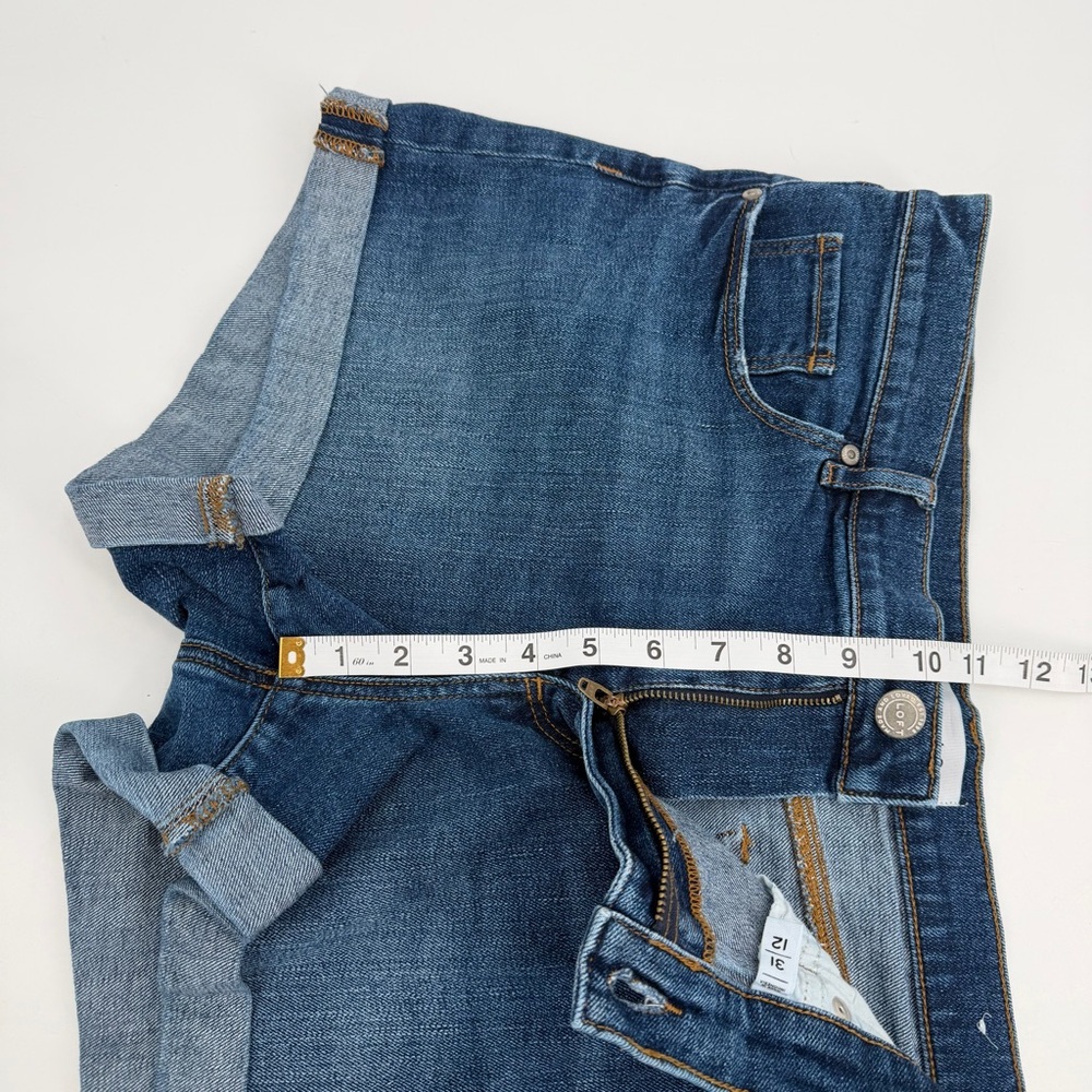 LOFT Jean Shorts Womens 12 31 Blue Denim Roll Cuff 3" Inseam Basic Summer Beach - Picture 6 of 9